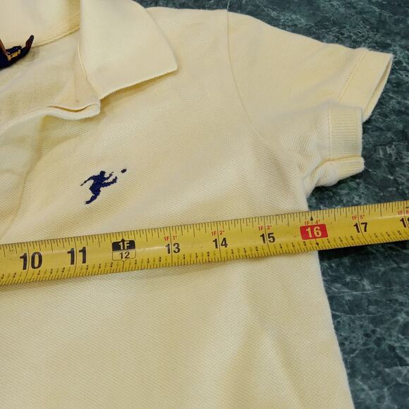 VTG RARE Ralph Lauren Rugby Big Kicker Short Sleeve Yellow Polo Shirt SZ Small - Picture 9 of 12